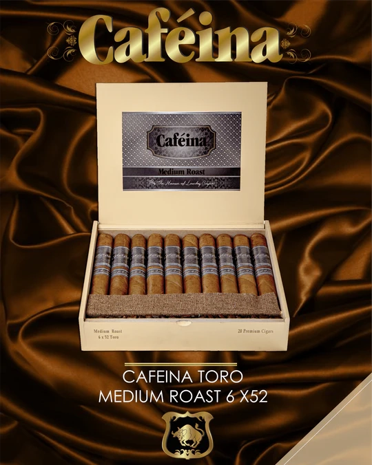 Open box of 20 Cafeina Toro cigars