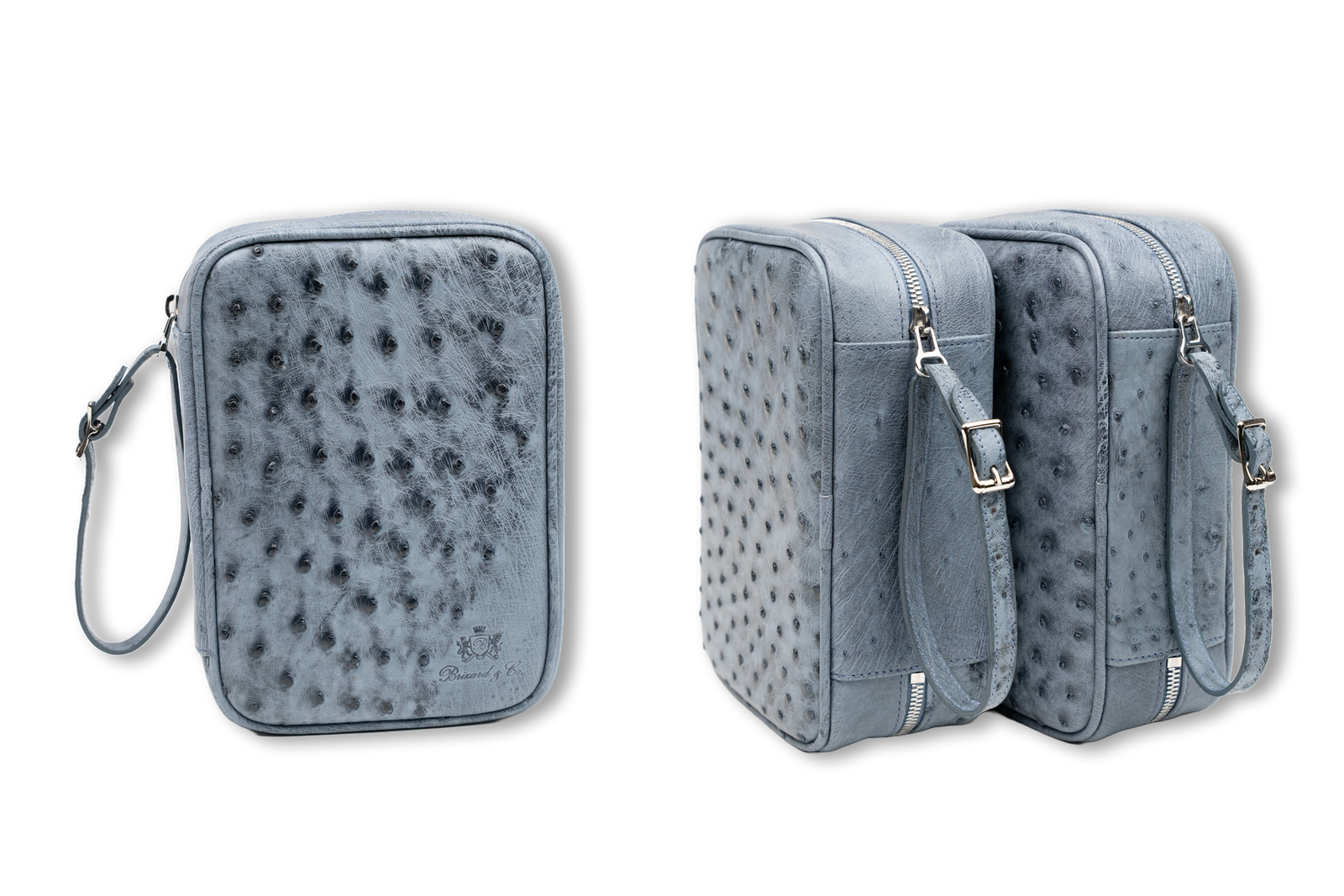 Brizard and Co Havana Traveler leather cigar travel case open on a dark surface, showing cigar channels and tool slots