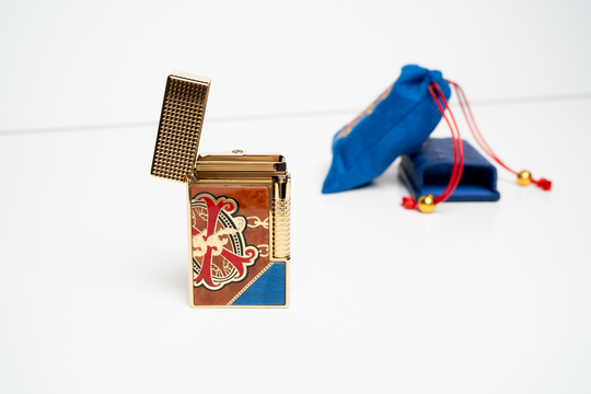 Brizard & Co. × S.T. Dupont × Fuente Fuente × Maccarrone - OpusX - Les Chaînes de l'Amour Marquetry Lighter (Limited Edition) - Blue