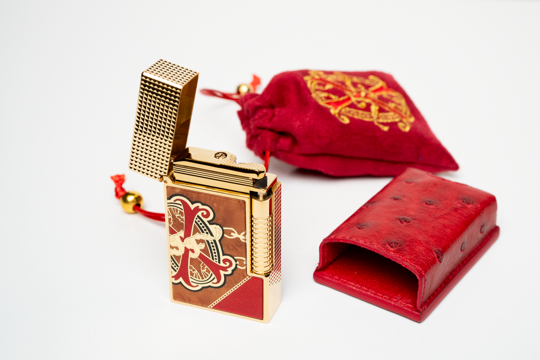 Brizard & Co. × S.T. Dupont × Fuente Fuente × Maccarrone - OpusX - Les Chaînes de l'Amour Marquetry Lighter (Limited Edition) - Red