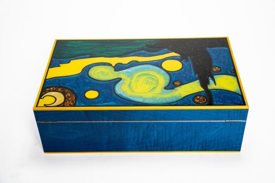 Maccarrone Starry Night 110 Count Limited Edition Humidor, hand polished Italian humidor, Cigar Inc Woodland Hills