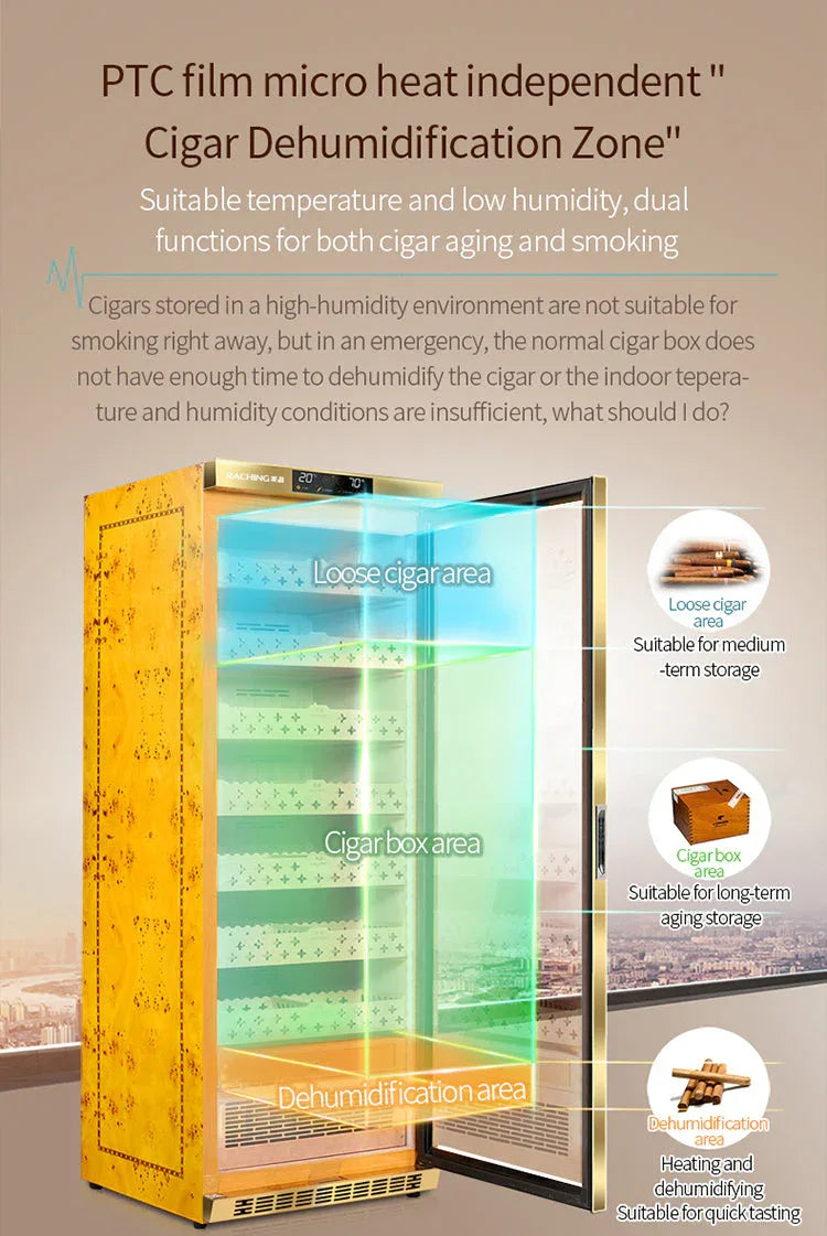 Gold Raching MON5800A humidor with independent cigar dehumidification zone