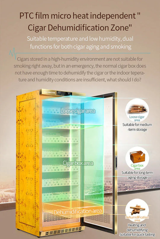 Gold Raching MON5800A humidor with independent cigar dehumidification zone