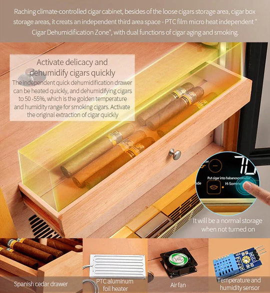 Spanish cedar dehumidification drawer in the Raching MON5800A humidor