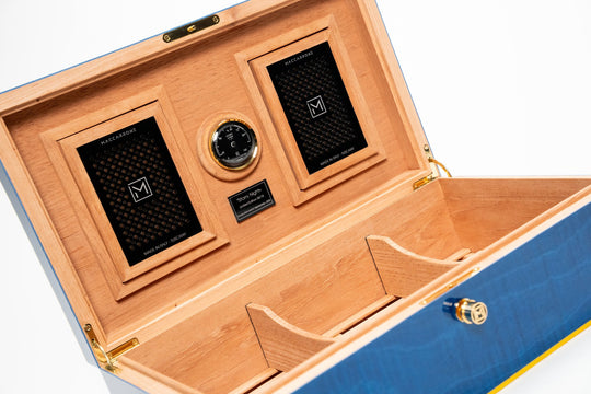 Maccarrone Starry Night 110 Count Limited Edition Humidor, interior with two adjustable solid cedar dividers, Cigar Inc