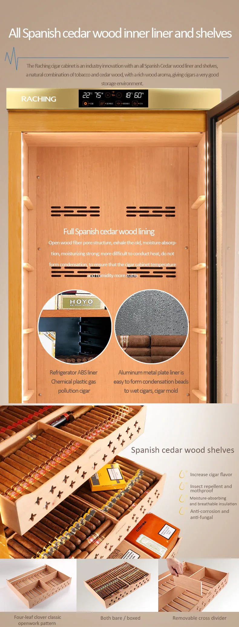 Gold Raching MON5800A humidor consumables and long service life detail