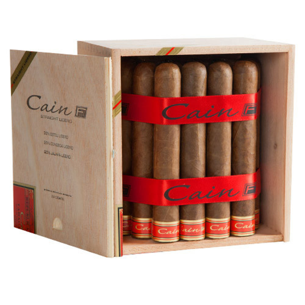 Box of 24 Cain F cigars with a red band on a white background