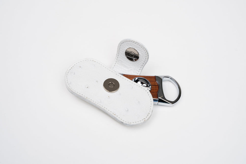 V Cutter Genuine Ostrich White & Rosewood w/Pouch (St Tropez collection) (Ostrich, Exotic Wood), Brizard and Co luxury cigar accessory at Cigar Inc. Los Angeles