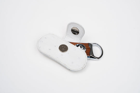 V Cutter Genuine Ostrich White & Rosewood w/Pouch (St Tropez collection) (Ostrich, Exotic Wood), Brizard and Co luxury cigar accessory at Cigar Inc. Los Angeles