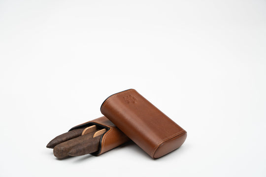 Cigar Case (Showband 3) Gordo Whisky Calf Leather & Black (Leather), Brizard and Co luxury cigar accessory at Cigar Inc. Los Angeles