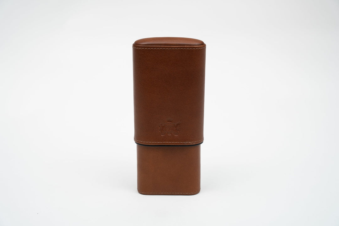 Cigar Case (Showband 3) Gordo Whisky Calf Leather & Black (Leather), Brizard and Co luxury cigar accessory at Cigar Inc. Los Angeles