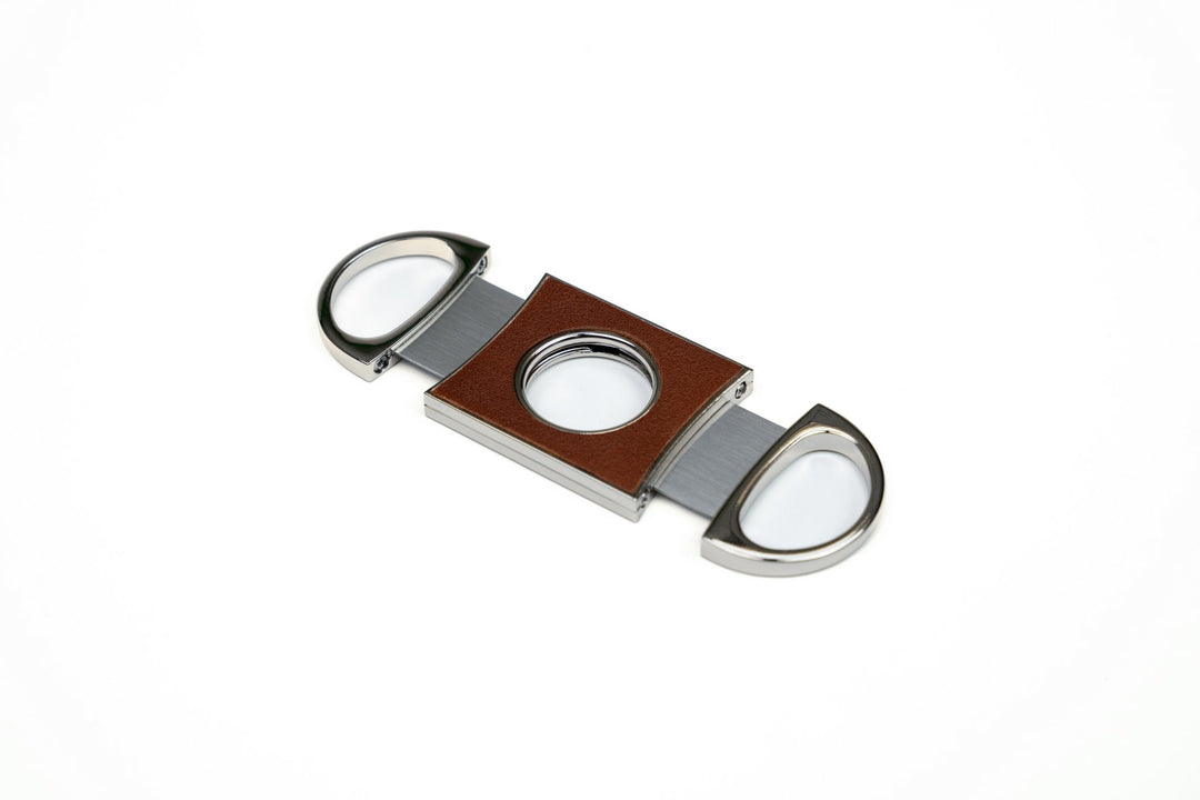 Double Guillotine II Whisky Calf Leather & Black (Leather), Brizard and Co luxury cigar accessory at Cigar Inc. Los Angeles