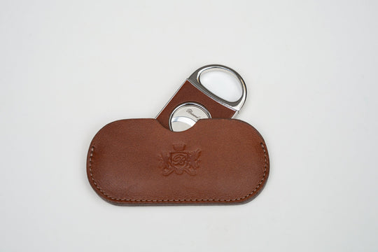 Double Guillotine II Whisky Calf Leather & Black (Leather), Brizard and Co luxury cigar accessory at Cigar Inc. Los Angeles