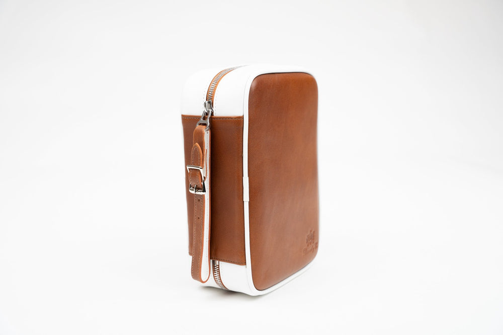Havana Traveler Whisky Calf Leather & White w/ Valuable Pouch (Leather), Brizard and Co luxury cigar accessory at Cigar Inc. Los Angeles