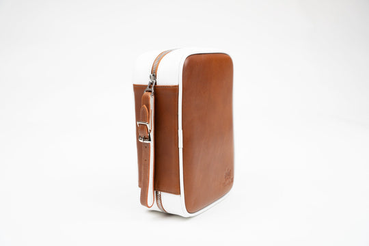 Havana Traveler Whisky Calf Leather & White w/ Valuable Pouch (Leather), Brizard and Co luxury cigar accessory at Cigar Inc. Los Angeles