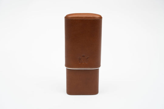 Cigar Case (Showband 3) Gordo Whisky Calf Leather & White (Leather), Brizard and Co luxury cigar accessory at Cigar Inc. Los Angeles