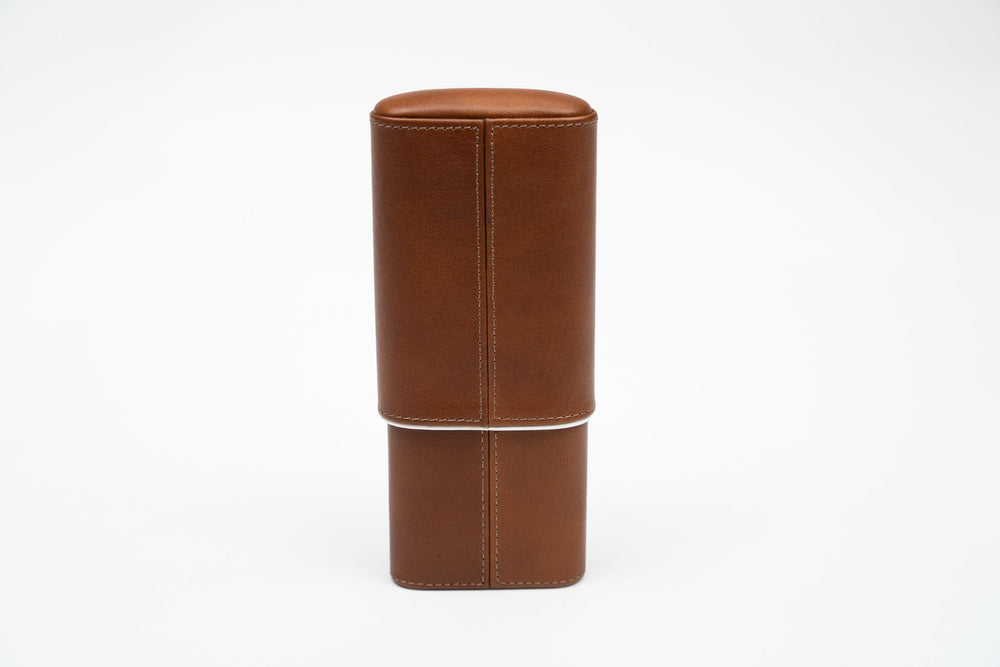 Cigar Case (Showband 3) Gordo Whisky Calf Leather & White (Leather), Brizard and Co luxury cigar accessory at Cigar Inc. Los Angeles