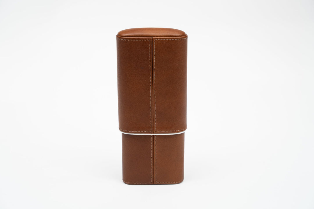 Cigar Case (Showband 3) Gordo Whisky Calf Leather & White (Leather), Brizard and Co luxury cigar accessory at Cigar Inc. Los Angeles