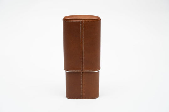 Cigar Case (Showband 3) Gordo Whisky Calf Leather & White (Leather), Brizard and Co luxury cigar accessory at Cigar Inc. Los Angeles