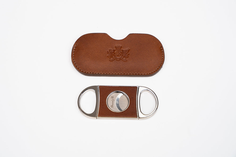 Double Guillotine II Whisky Calf Leather & White (Leather), Brizard and Co luxury cigar accessory at Cigar Inc. Los Angeles