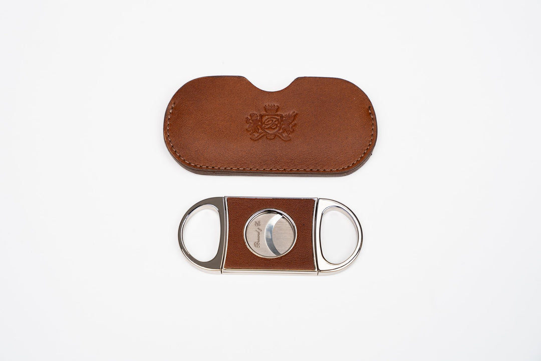 Double Guillotine II Whisky Calf Leather & White (Leather), Brizard and Co luxury cigar accessory at Cigar Inc. Los Angeles