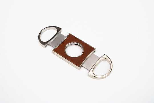 Double Guillotine II Whisky Calf Leather & White (Leather), Brizard and Co luxury cigar accessory at Cigar Inc. Los Angeles