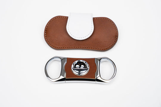 V Cutter Whisky Calf Leather & White w/Pouch (Leather), Brizard and Co luxury cigar accessory at Cigar Inc. Los Angeles