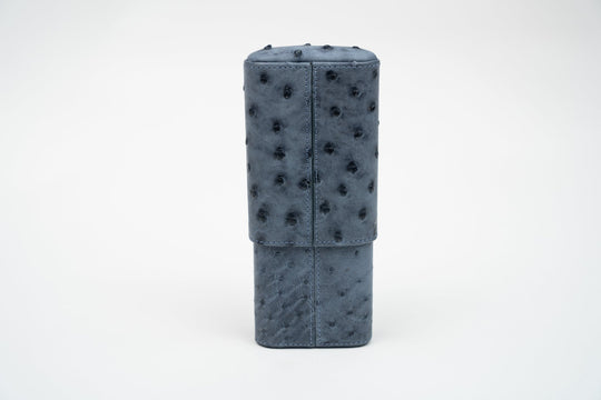 Cigar Case (Showband 3) Genuine Ostrich Bruciato Denim (Ostrich), Brizard and Co luxury cigar accessory at Cigar Inc. Los Angeles