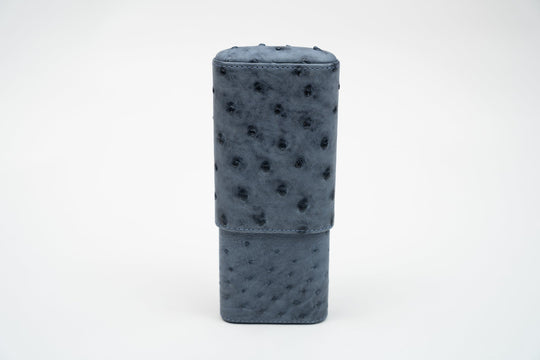 Cigar Case (Showband 3) Genuine Ostrich Bruciato Denim (Ostrich), Brizard and Co luxury cigar accessory at Cigar Inc. Los Angeles