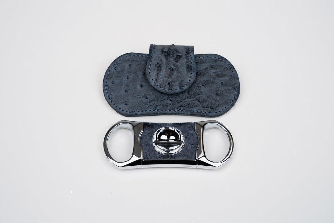 V Cutter Genuine Ostrich Bruciato Denim w/Pouch (Ostrich), Brizard and Co luxury cigar accessory at Cigar Inc. Los Angeles