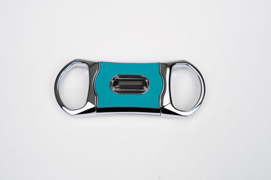 V Cutter "Positano" Turquoise leather and African Mohagany w/Pouch (Leather), Brizard and Co luxury cigar accessory at Cigar Inc. Los Angeles