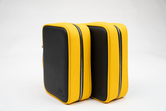 Havana Traveler Racing Black & Yellow w/ flask, Cases & Magnetic pouches (Leather), Brizard and Co luxury cigar accessory at Cigar Inc. Los Angeles