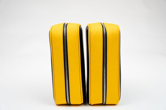 Havana Traveler Racing Black & Yellow w/ flask, Cases & Magnetic pouches (Leather), Brizard and Co luxury cigar accessory at Cigar Inc. Los Angeles