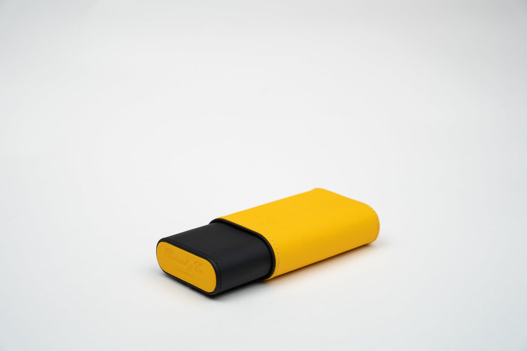 The "Show Band" 3 Cigar Case - Racing Black & Yellow, Brizard and Co luxury cigar accessory at Cigar Inc. Los Angeles