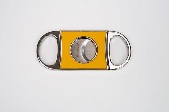 Double Guillotine II Cutter Racing Black & Yellow w/ Pouch (Leather), Brizard and Co luxury cigar accessory at Cigar Inc. Los Angeles