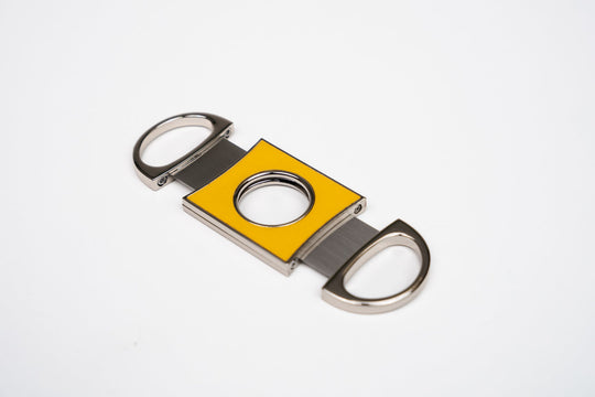 Double Guillotine II Cutter Racing Black & Yellow w/ Pouch (Leather), Brizard and Co luxury cigar accessory at Cigar Inc. Los Angeles