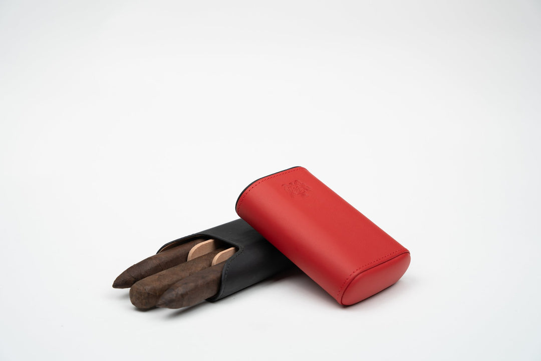 The "Show Band" 3 Cigar Case (Gordo) - Racing Black & Red, Brizard and Co luxury cigar accessory at Cigar Inc. Los Angeles