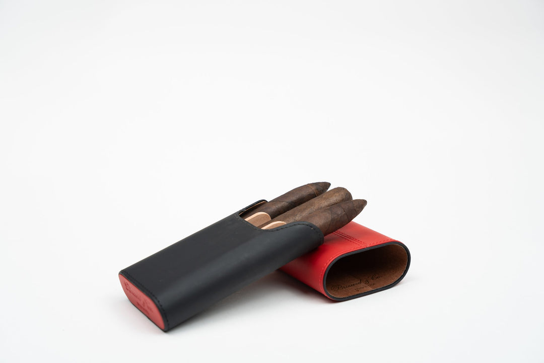 The "Show Band" 3 Cigar Case (Gordo) - Racing Black & Red, Brizard and Co luxury cigar accessory at Cigar Inc. Los Angeles