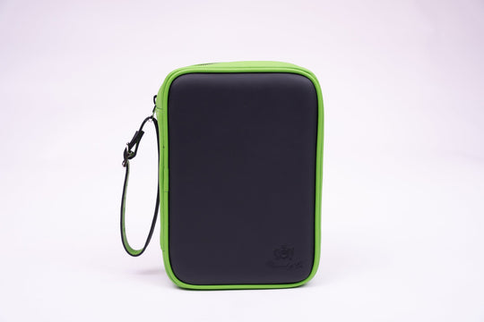 Havana Traveler Racing Black & Lime Green w/ flask, Cases & Magnetic pouches (Leather), Brizard and Co luxury cigar accessory at Cigar Inc. Los Angeles