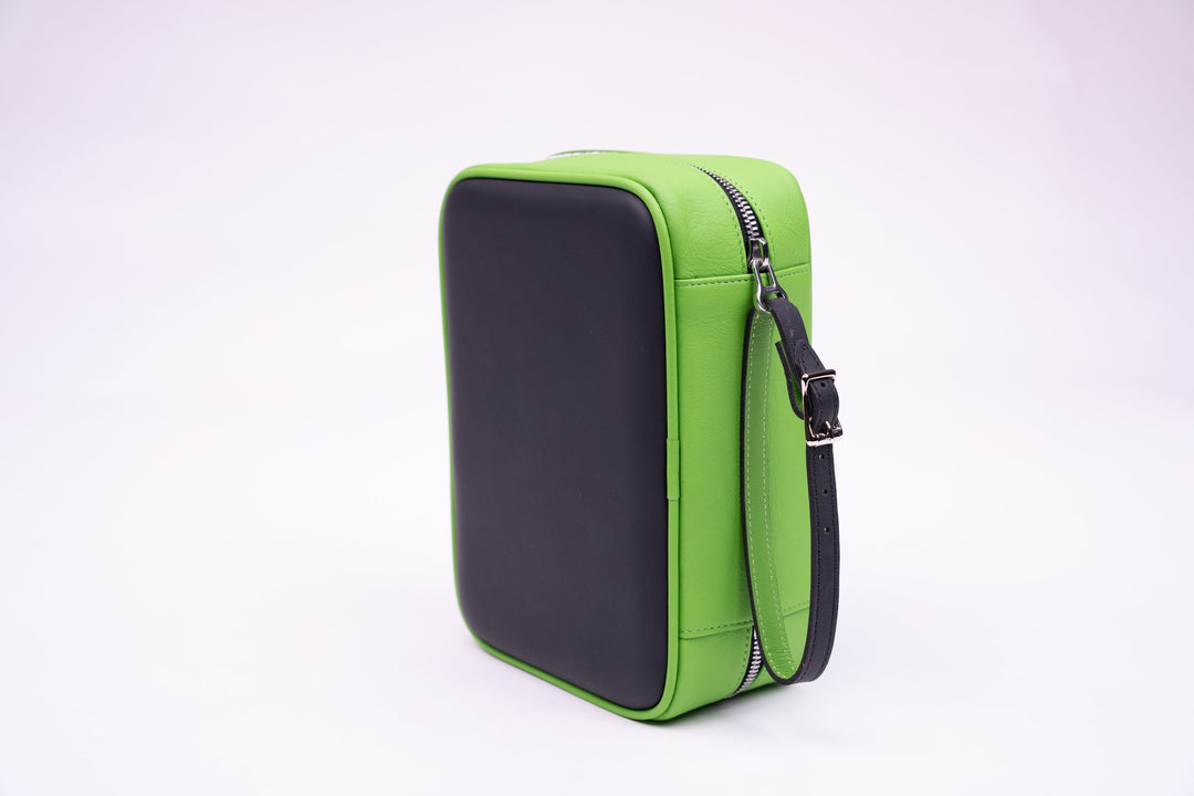 Havana Traveler Racing Black & Lime Green w/ flask, Cases & Magnetic pouches (Leather), Brizard and Co luxury cigar accessory at Cigar Inc. Los Angeles