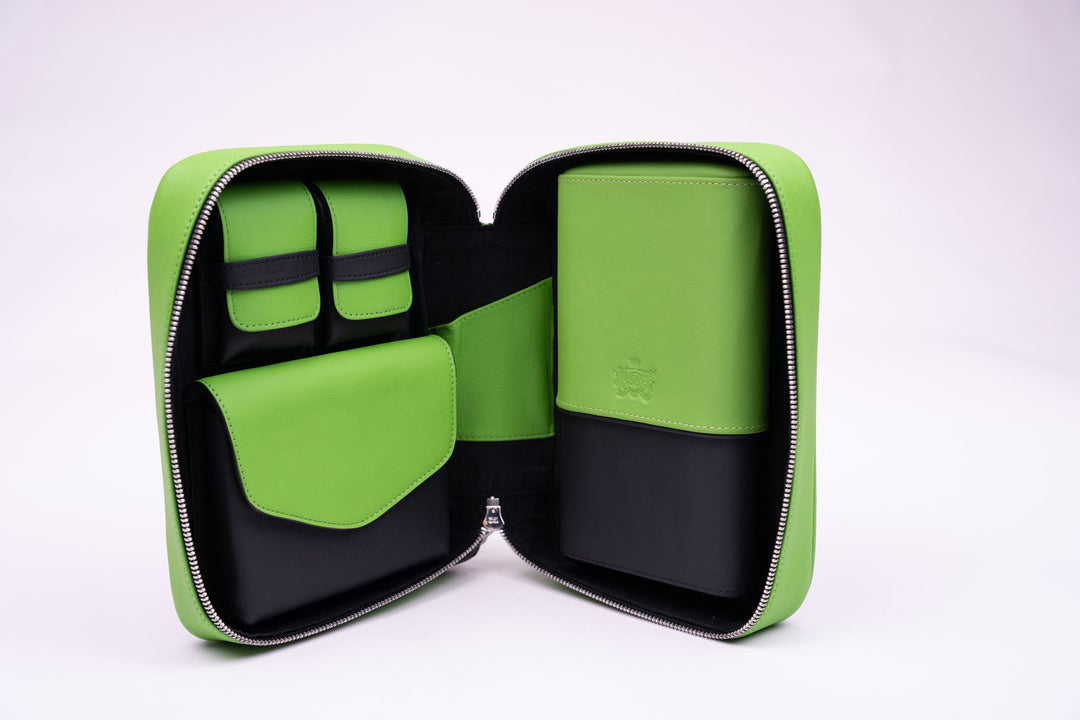 Havana Traveler (Valuables Pouch) - Racing Black & Lime Green, Brizard and Co luxury cigar accessory at Cigar Inc. Los Angeles