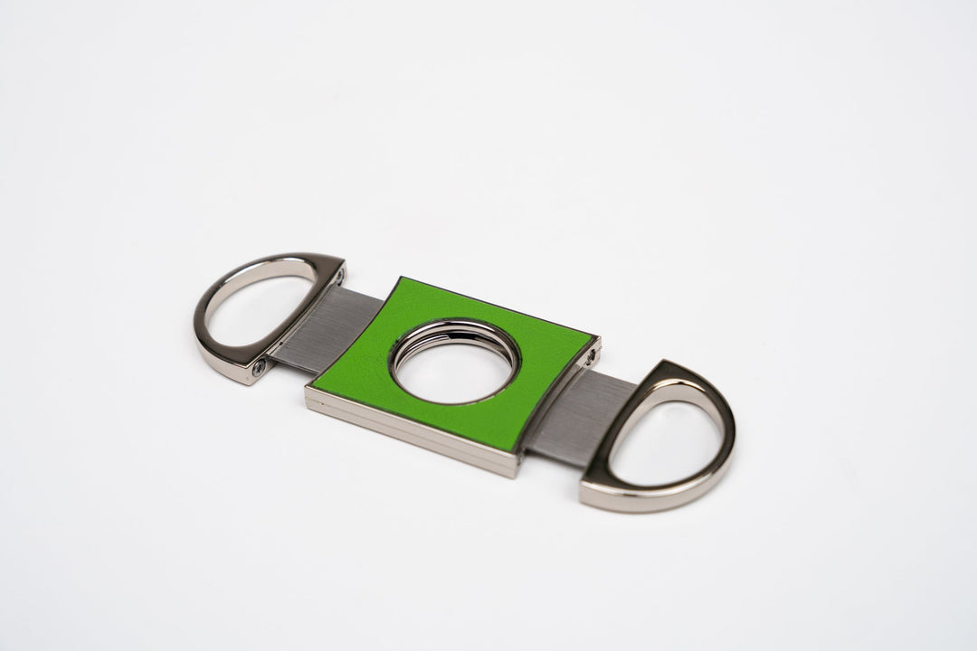 Double Guillotine II Racing Black & Lime Green w/Pouch (Leather), Brizard and Co luxury cigar accessory at Cigar Inc. Los Angeles