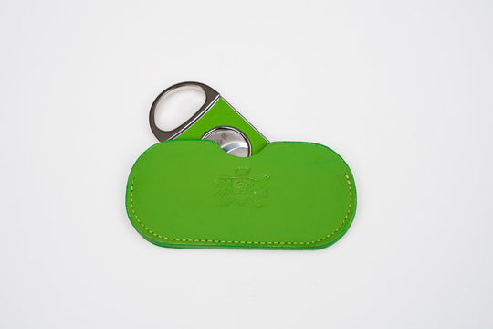Double Guillotine II Racing Black & Lime Green w/Pouch (Leather), Brizard and Co luxury cigar accessory at Cigar Inc. Los Angeles
