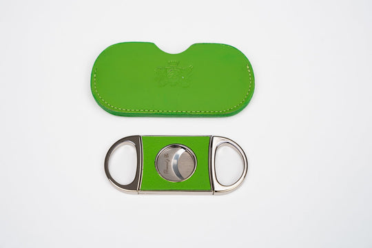 Double Guillotine II Racing Black & Lime Green w/Pouch (Leather), Brizard and Co luxury cigar accessory at Cigar Inc. Los Angeles