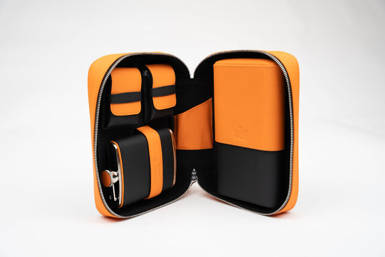 Havana Traveler Racing Black & Orange (Leather), Brizard and Co luxury cigar accessory at Cigar Inc. Los Angeles