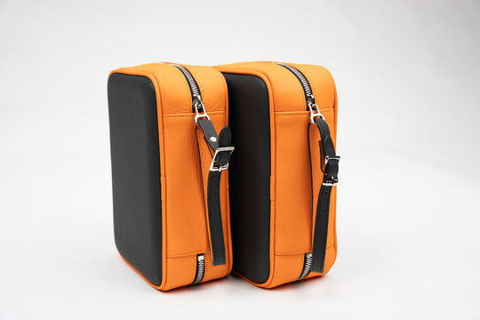 Havana Traveler Racing Black & Orange (Leather), Brizard and Co luxury cigar accessory at Cigar Inc. Los Angeles