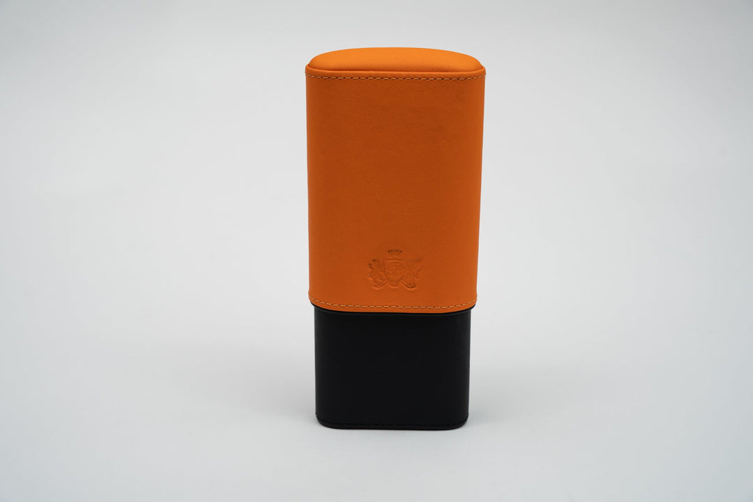 The "Show Band" 3 Cigar Case (Gordo) - Racing Black & Orange, Brizard and Co luxury cigar accessory at Cigar Inc. Los Angeles