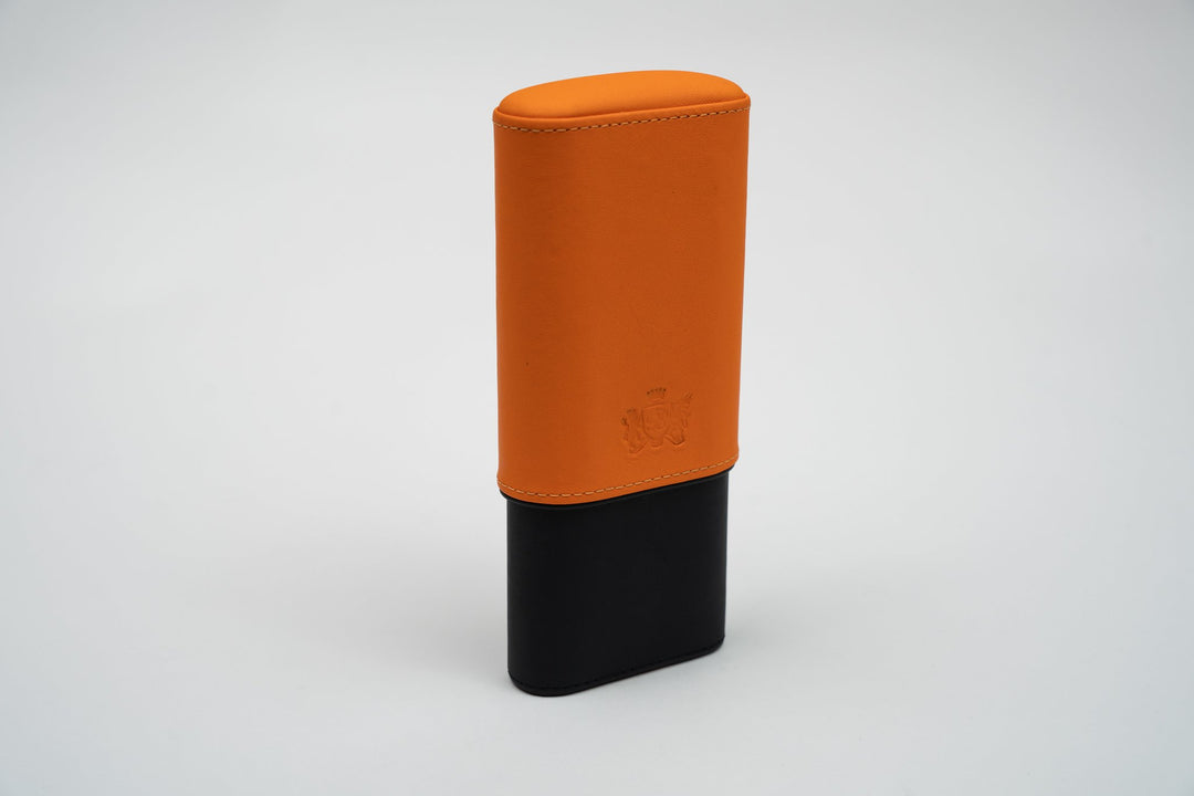The "Show Band" 3 Cigar Case (Gordo) - Racing Black & Orange, Brizard and Co luxury cigar accessory at Cigar Inc. Los Angeles