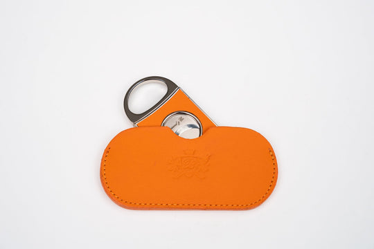 Double Guillotine II Series II Racing Black & Orange (Leather), Brizard and Co luxury cigar accessory at Cigar Inc. Los Angeles