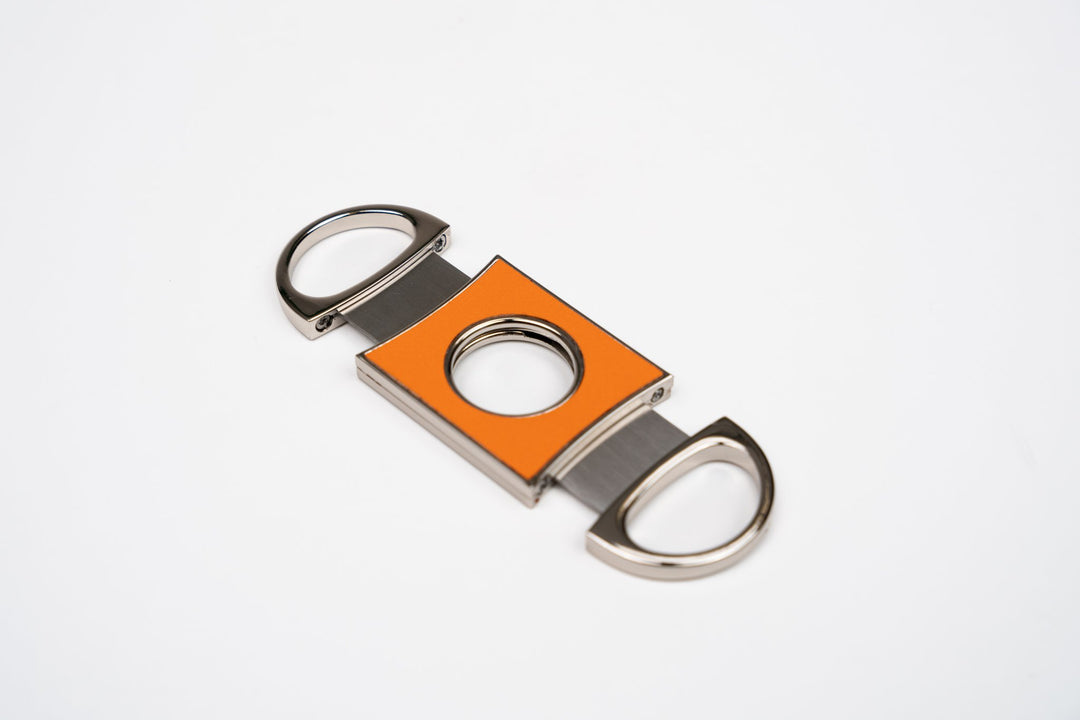 Double Guillotine II Series II Racing Black & Orange (Leather), Brizard and Co luxury cigar accessory at Cigar Inc. Los Angeles